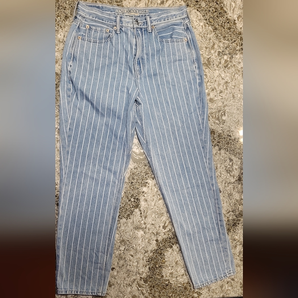 American Eagle Pin Striped Mom Jeans